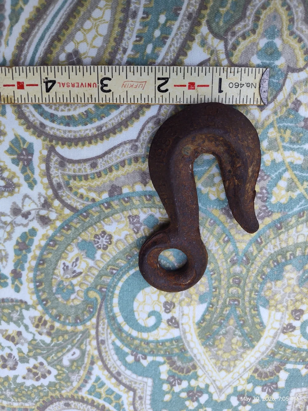 Rustic Rusty Metal Tow Hook Barn or Garage Themed Decor Smaller Size